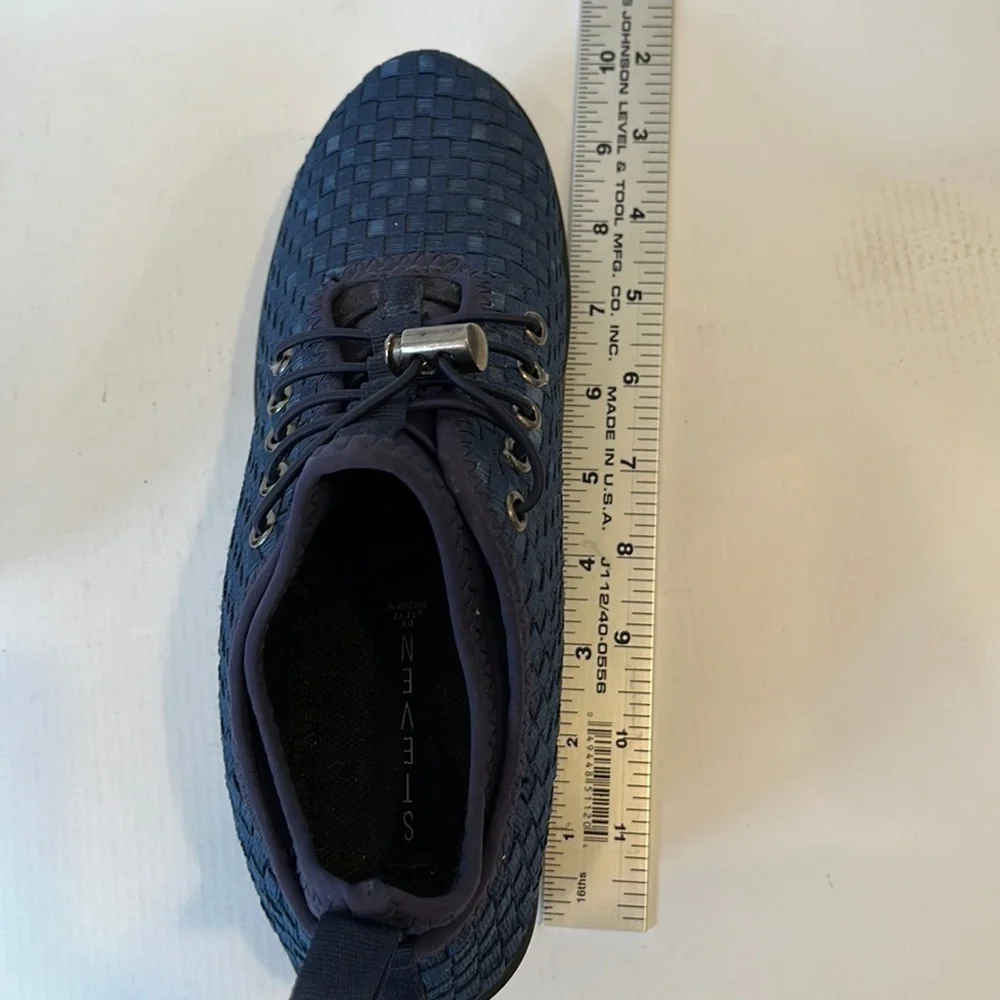 Steve Madden women’s shoes navy blue textured fabric platform wedge size 7.5